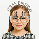 CEYLAN ADAM   İt&amp;#39;sMyBirthdayYazılıTaçveMumŞekilliGözlükSetiGümüşRenk