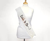 CEYLAN ADAM   Beyaz Üzeri Gümüş İtalik Alyanslı Bride To Be Yazılı Simli Işıltılı Kuşak Kemer 10x80 cm