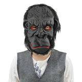 CEYLAN ADAM     Lateks Goril Maskesi Maymun Maskesi Et Maskesi Orangutan Siyah Saçlı 3 No