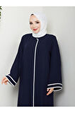 Lacivert Dubai İpeği Biyeli Ferace Mf-2269
