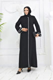 Siyah Dubai Ipeği Biyeli Ferace Mf-2269