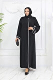 Siyah Dubai Ipeği Biyeli Ferace Mf-2269