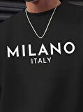 Erkek Uzun Kollu Bisiklet Yaka Milano Yazılı Iki Iplik Bluz