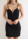 Kadın Derin V Yaka Sırt Dekolteli Fırsat Ürün Mini Elbise