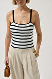 Çizgili Askılı Bluz