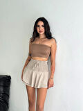 Ayrobin Şortlu Etek - Bej