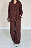 Kahverengi Alice Gömlek Ve Bol Kesim Pantolon Takım