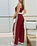 Kadın Ip Askılı Straplez Belden Kuşaklı Viskon Iki Iplik Tulum