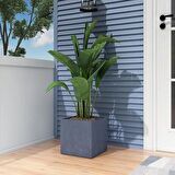 Kare Fiberglass Saksı 35cm * 35cm *35 cm Antrasit