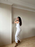 Halter Yaka Beyaz Bodysuit