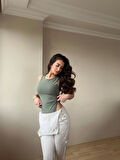 Halter Yaka Antrasit Bodysuit