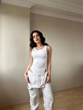 Halter Yaka Beyaz Bodysuit