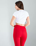 Beyaz Yandan Büzgülü Crop