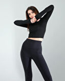 Siyah Renkli Parmak Geçmeli Spor Body