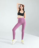 Lila Fitilli Push Up Toparlayıcı Spor Tayt
