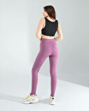 Lila Fitilli Push Up Toparlayıcı Spor Tayt
