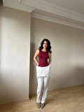 Halter Yaka Bordo Bodysuit