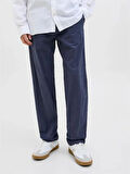 12248606 Relaxed Fıt Beli Lastikli Keten Jogger Erkek Pantolon Lacivert