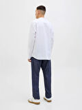 12248606 Relaxed Fıt Beli Lastikli Keten Jogger Erkek Pantolon Lacivert