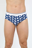 Erkek Pamuk Desenli Likralı Slip Lacivert 40131