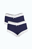 Kadın Pamuklu 2li Boxer Lacivert 40277