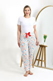Kadın Pamuklu Büyük Beden Alt Pijama 27558 Ekru