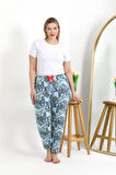 Kadın Pamuklu Büyük Beden Alt Pijama 27558 Mavi