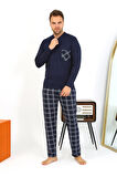 Erkek Uzun Kol Penye Lacivert Pijama Takımı 6861