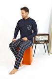 Erkek Uzun Kol Penye Lacivert Pijama Takımı 6861