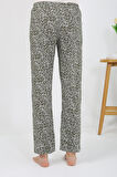Kadın Penye Desenli Tek Alt Pijama 27533 Haki
