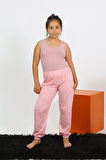Kız Çocuk Sıfır Kol Gül Kurusu Penye Pijama Takım 20433