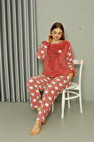 Welsoft Polar Kadın Büyük Beden Pudra Pijama Takımı 808042