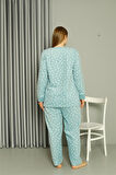 Welsoft Polar Kadın Büyük Beden Su Yeşili Pijama Takımı 808046