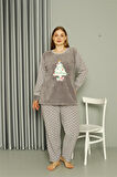 Welsoft Polar Kadın Büyük Beden Gri Pijama Takımı 808048