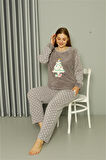 Welsoft Polar Kadın Büyük Beden Gri Pijama Takımı 808048