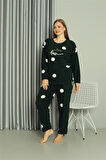 Welsoft Polar Kadın Büyük Beden Petrol Rengi Pijama Takımı 808045