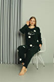 Welsoft Polar Kadın Büyük Beden Petrol Rengi Pijama Takımı 808045