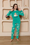 Kız Çocuk WelSoft Polar Yeşil Pijama Takımı 20526