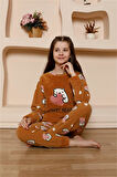 Kız Çocuk WelSoft Polar Sütlü Kahve Pijama Takımı 20523