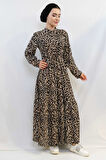 Leopar Desenli Elbise