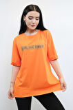 Bisiklet Yaka Oversize Tshirt Turuncu