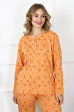 Kadın 4XL-5XL-6XL-7XL-8XL Büyük Beden Uzun Kol Pijama Takım 75014