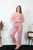 Kadın Büyük Beden Somon İp Askılı Pijama Takım 202198