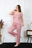 Kadın Büyük Beden Somon İp Askılı Pijama Takım 202198