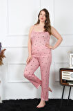 Kadın Büyük Beden Somon İp Askılı Pijama Takım 202196