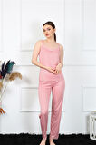 Kadın İp Askılı Somon Pijama Takım 4136