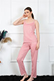 Kadın İp Askılı Somon Pijama Takım 4136