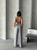 Pileli keten pantolon s255046