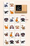 Sevimli Kedi Köpek Eşleştirme Hafıza Oyunu Memory Game Ahşap Eğitici Oyuncak