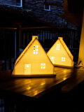 2'li Kış Evleri Dekoratif Yılbaşı Evleri Tealight Mumluk Yılbaşı Süsleri